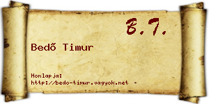 Bedő Timur névjegykártya